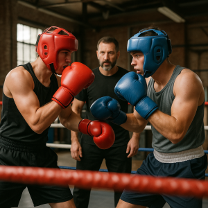 Amateur boxing sparring in Long Eaton